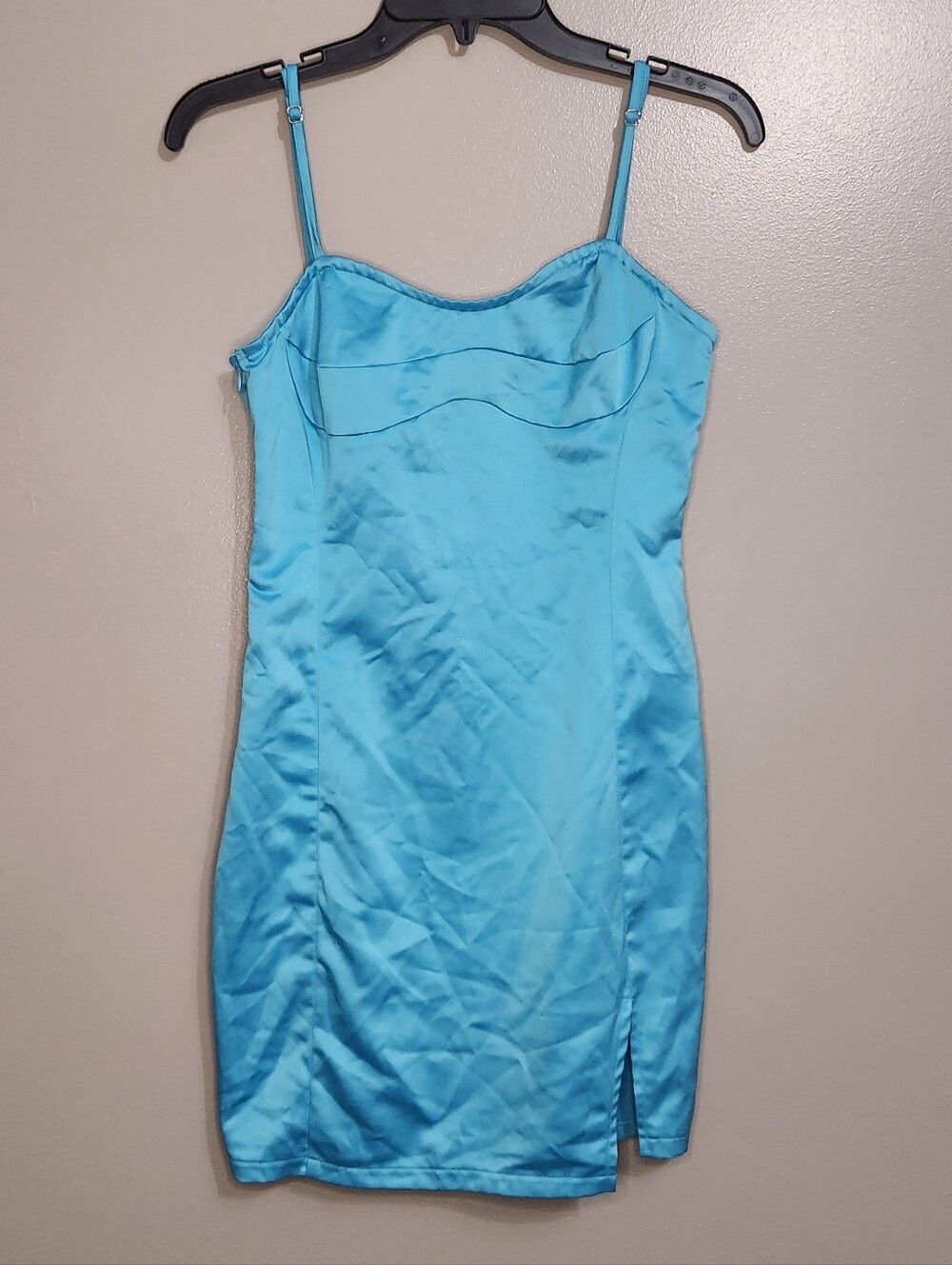 Pretty Little Thing Blue Satin Cami Slip Dress size US 4